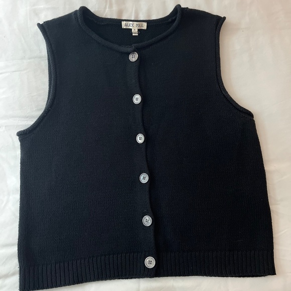 Alex Mill Bridget Black Sweater Vest In Cotton, Size M - Picture 2 of 5